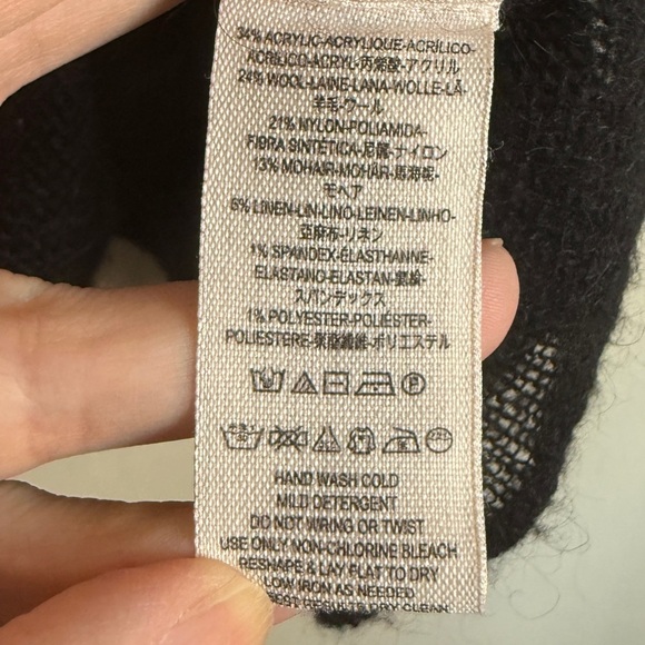 Free People Sheer Black Fair Isle Flutter Sleeve Off the Shoulder Sweater Top XS - Picture 8 of 12